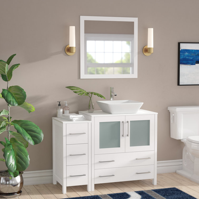Wade Logan® Karson Framed 29.9" Single Bathroom Vanity Set with Mirror